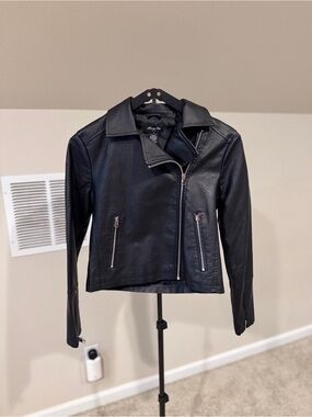 Women's Black Faux Leather Moto Jacket
